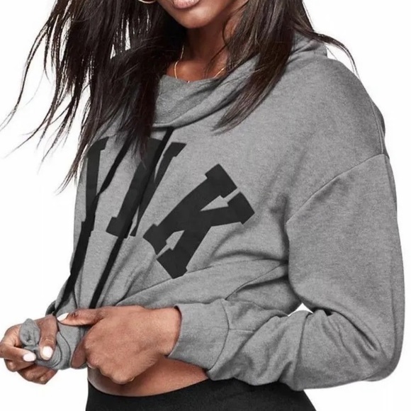 VS PINK Super Cute & Cozy Cowl Neck Cropped Sweatshirt Size M 2 Colors Available - Picture 2 of 10